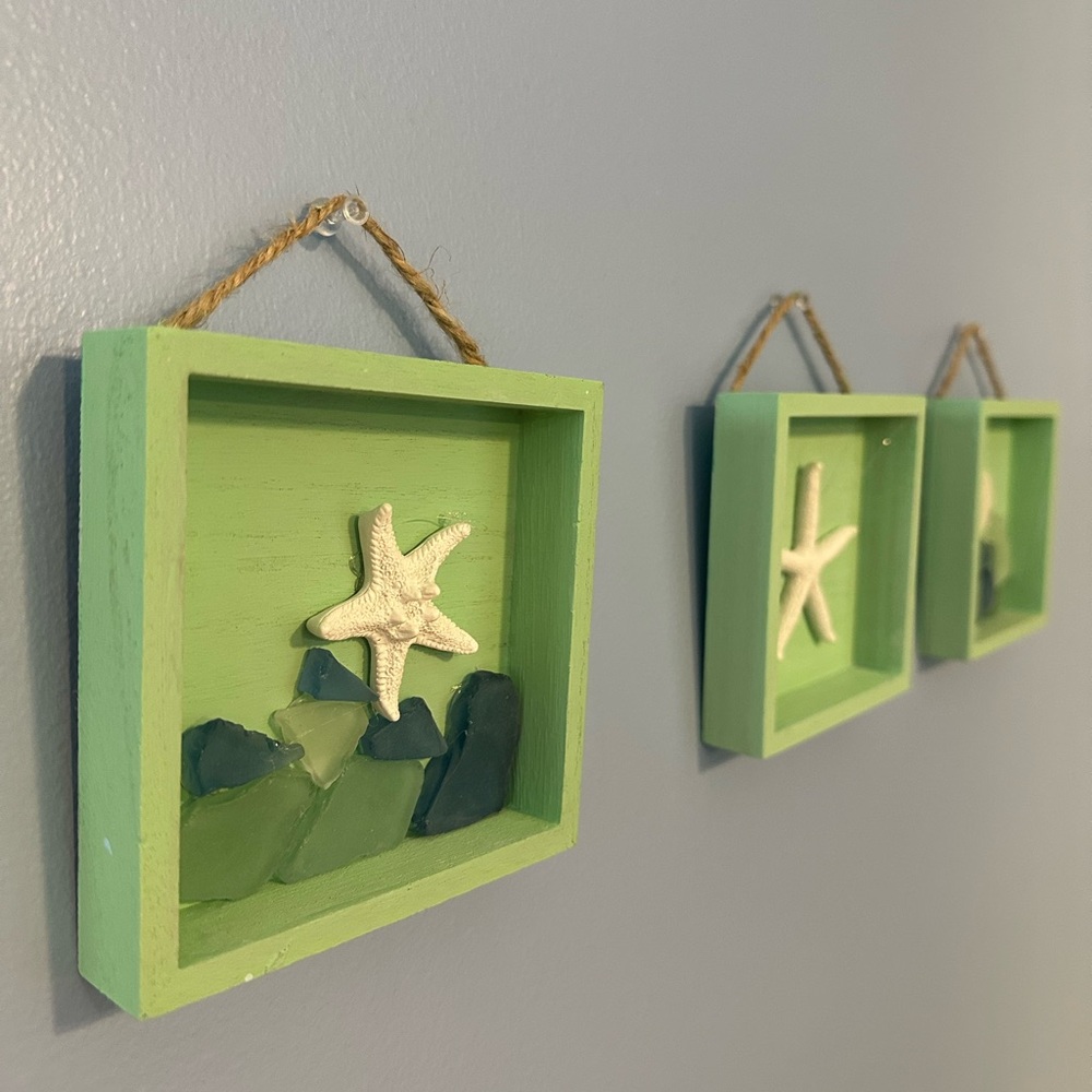Ocean blue green starfish wall decor